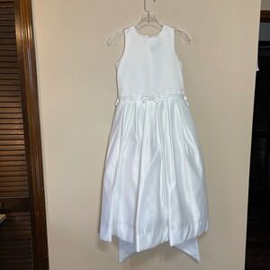 Us Angels Girls White Satin Flower Girl Communion Dress Style 704 Size 14